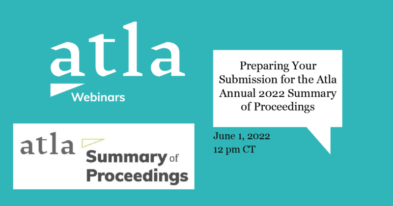 Atla Annual 2022 Summary of Proceedings